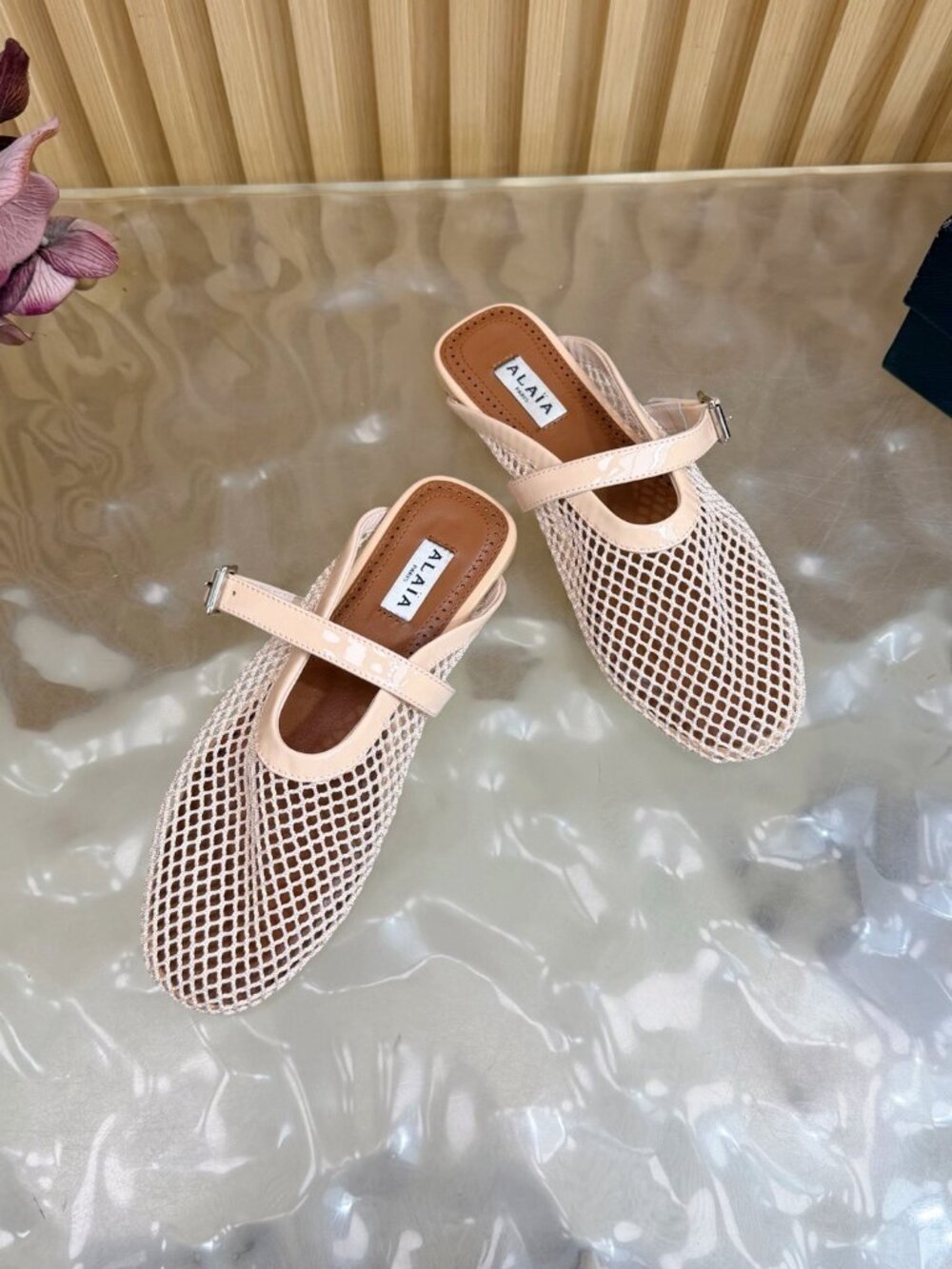 Alaïa Nude Pink Mesh Sandals - Picture 5 of 7